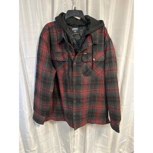 Tony Hawk New Mens XL Plaid Hooded Jacket Red & Black Polyester/Cotton Blend